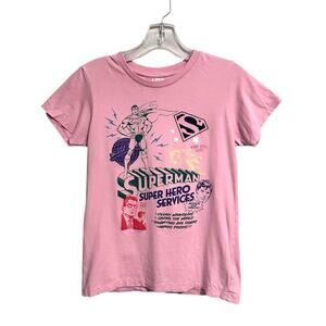 Uniqlo Superman DC Comics Pink Short Sleeve Graphic Tee T-shirt Womens Small